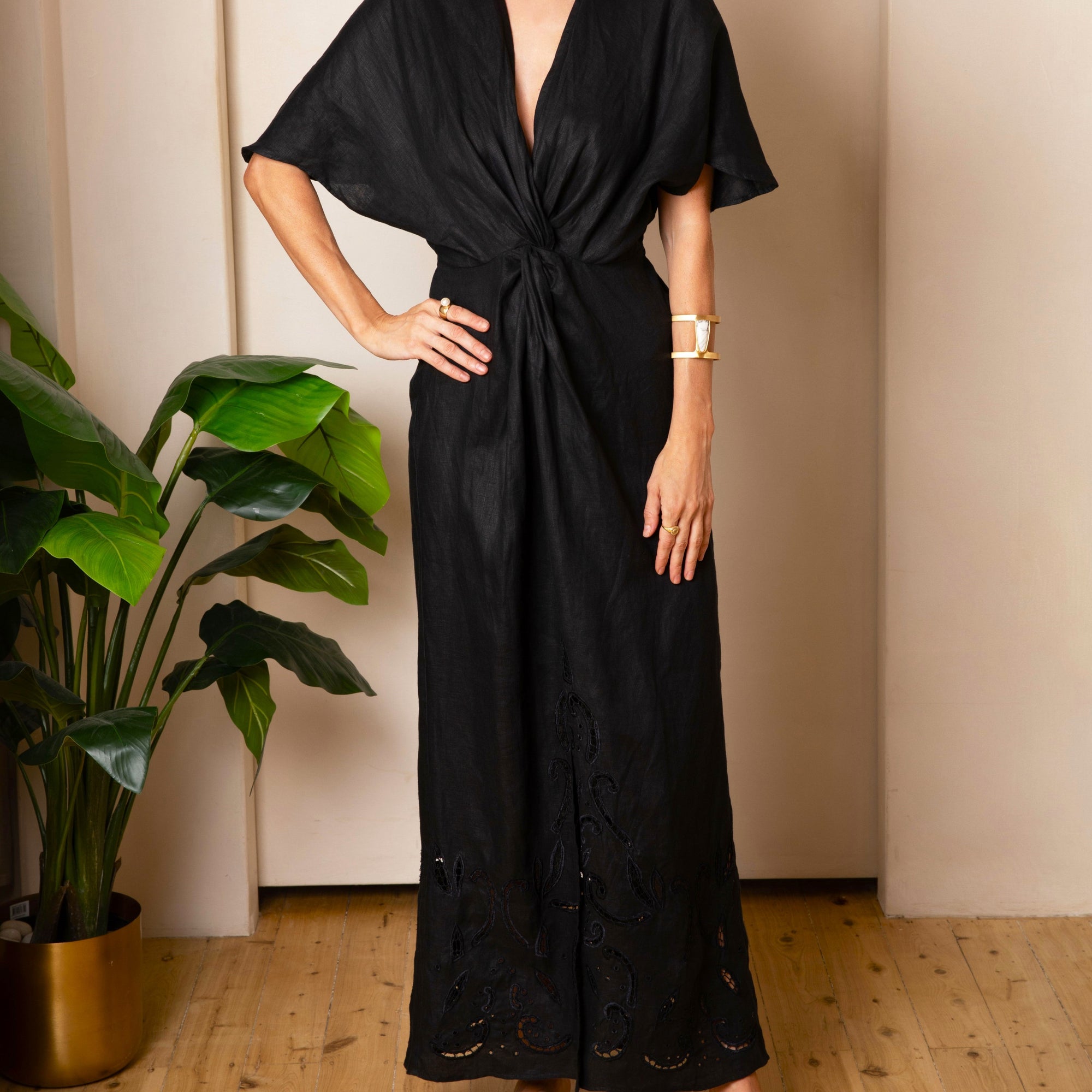 [et cetera] WOMAN Euphoric Knot Front Maxi Dress - linen