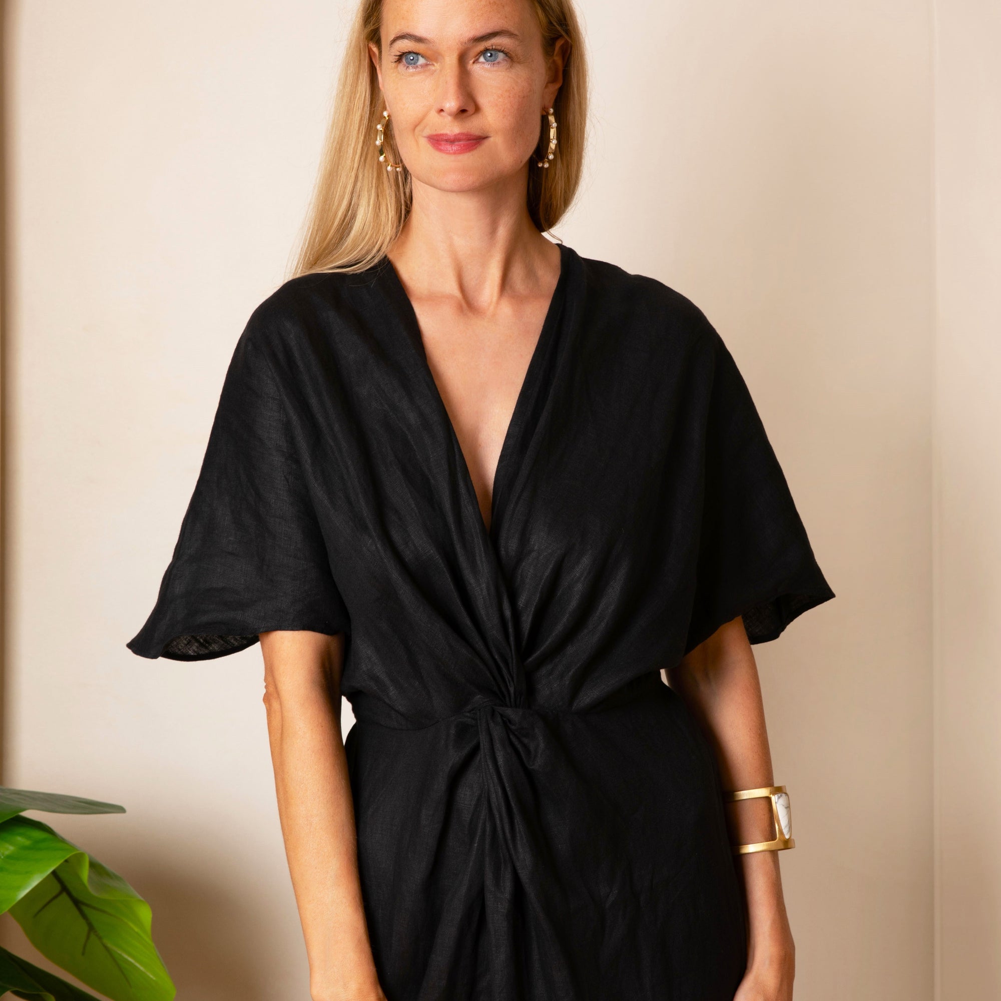 [et cetera] WOMAN Euphoric Knot Front Maxi Dress - linen