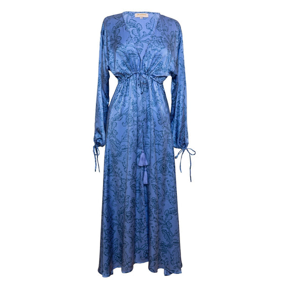 [et cetera] WOMAN Enchanted Deep V Front Long Sleeve Midi Dress - silk